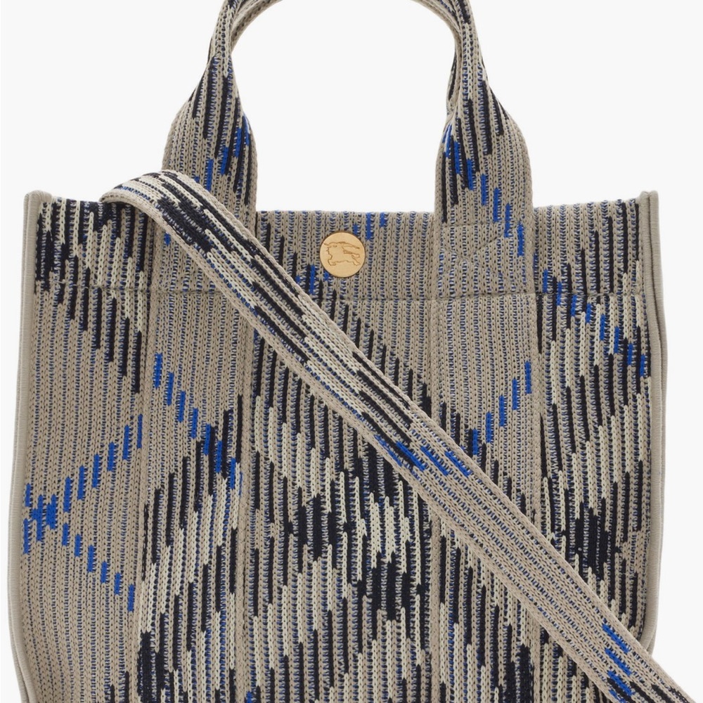 Burberry Beige and Blue Patterned Crossbody Bag
